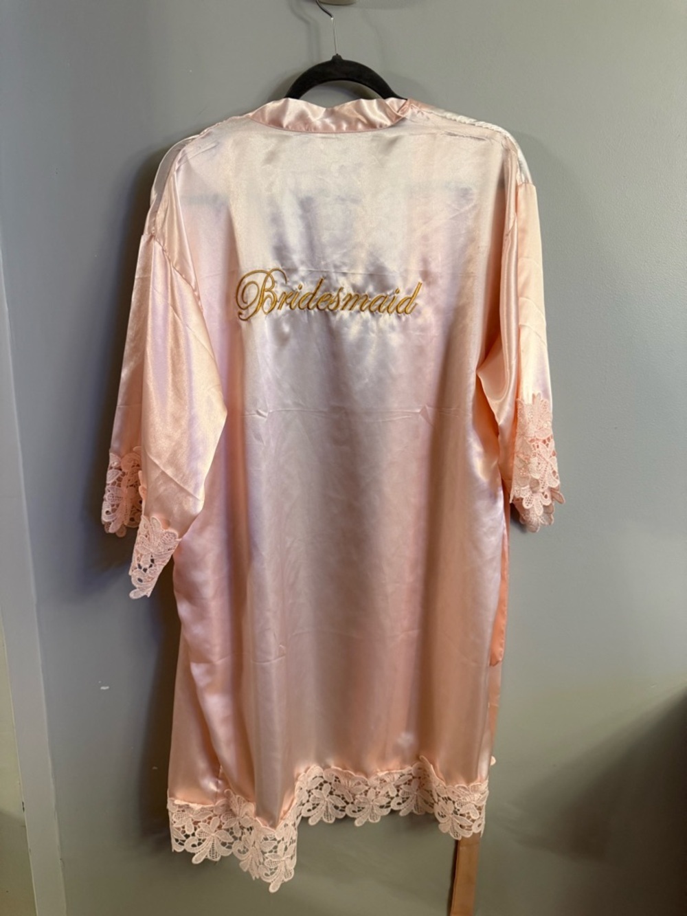 Bridesmaid Satin Lace Trim Robe Pink Bridal Getting Ready Robe XXL NWT